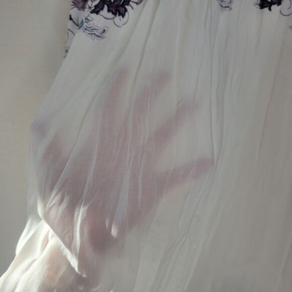 Free People Babydoll Maxi Dress SIZE S Cream Combo Floral Slip Maxi Dress Sheer - Picture 11 of 16